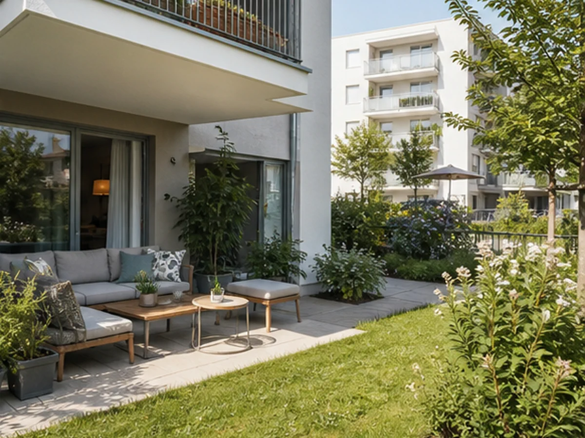 Gartenwohnung mit Terrasse und Grünfläche